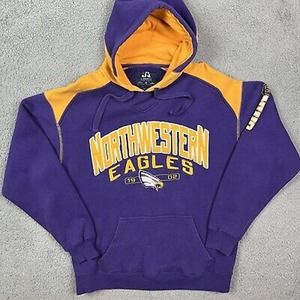 Vintage Northwestern Eagles Hoodie Purple College Sweatshirt Sweater‎ Size M